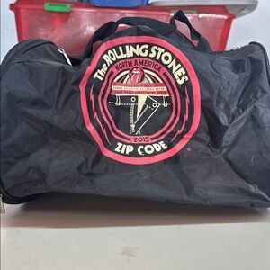 The Rolling Stones Black and Red Duffel Bag with Iconic Patch